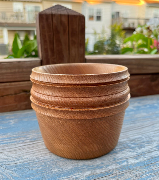 A small handmade wood bowl