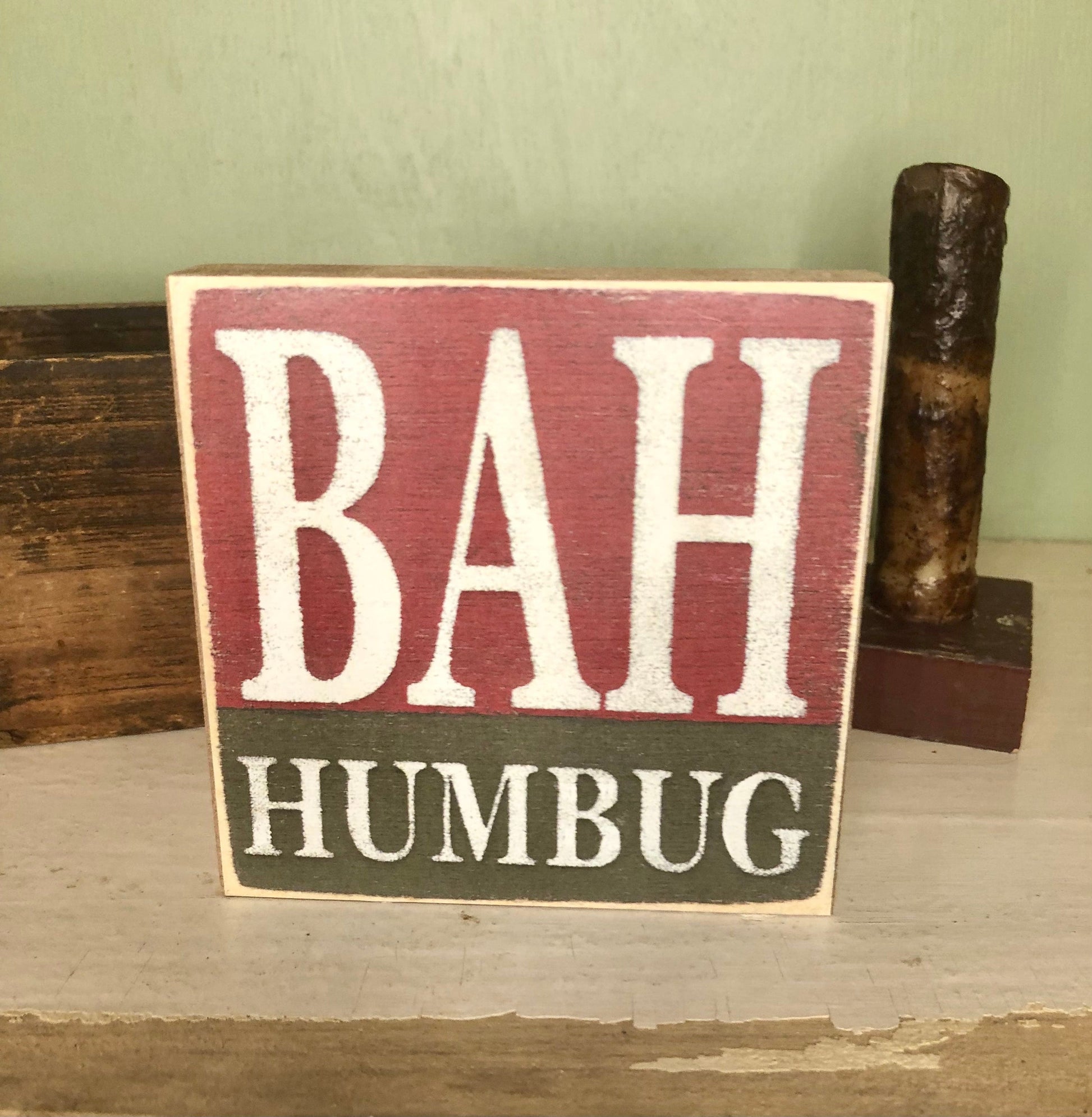 4x4 Wood Block Signs-Fun Gifts Bah Humbug 4x4 Wood Block Signs-Fun Gifts sassafrasorig