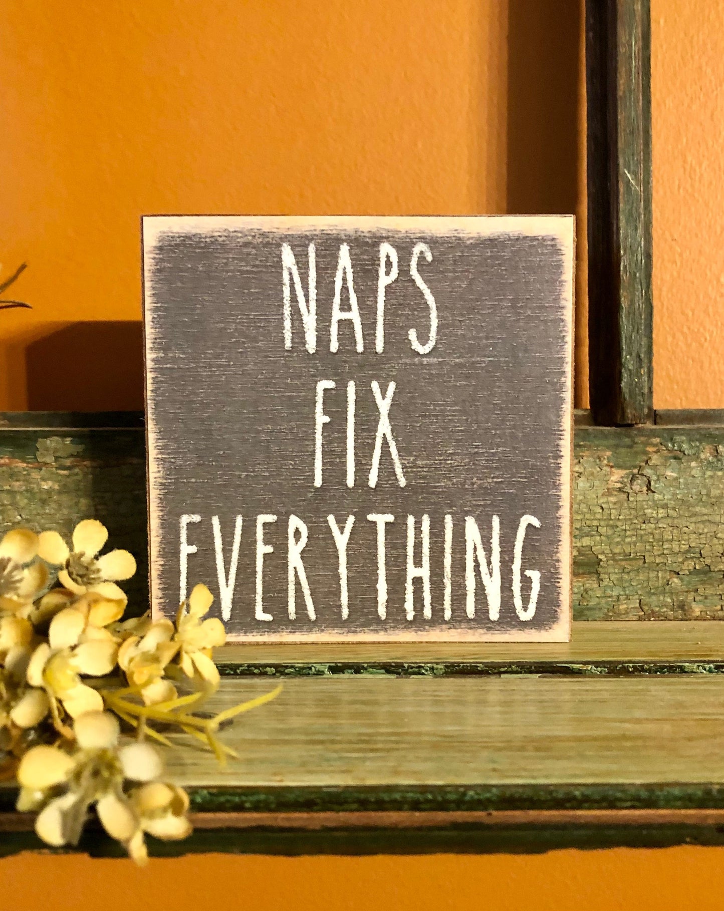 4x4 Wood Block Signs-Fun Gifts Naps Fix Everything sassafrasorig