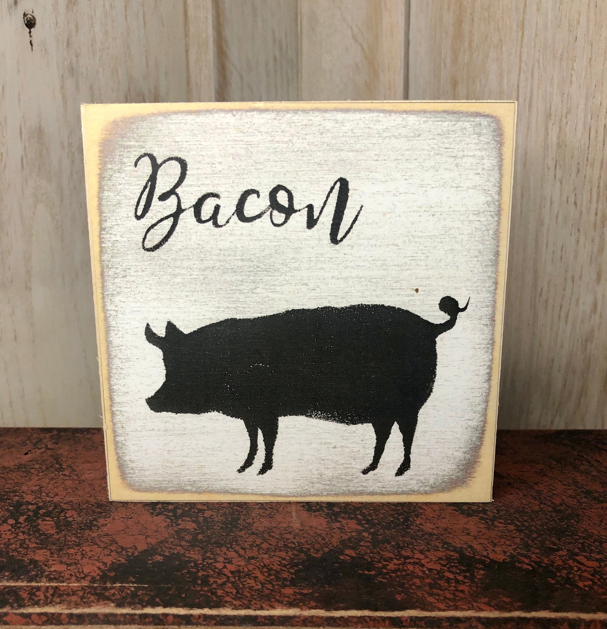 Pig 5 x 5 Wood Block- Farm Animals Sassafras Originals
