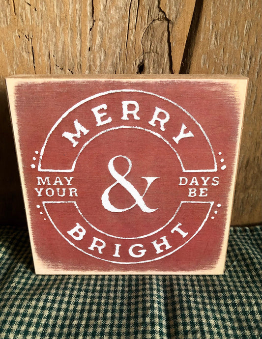 5x5 Wood Block Signs Merry 5x5 Wood Block Signs Sassafras Originals