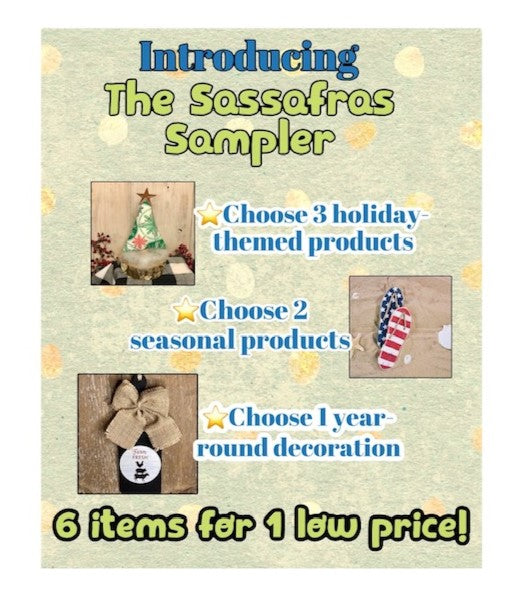 Explanation of types of home decor products to choose for the Sampler Pack.