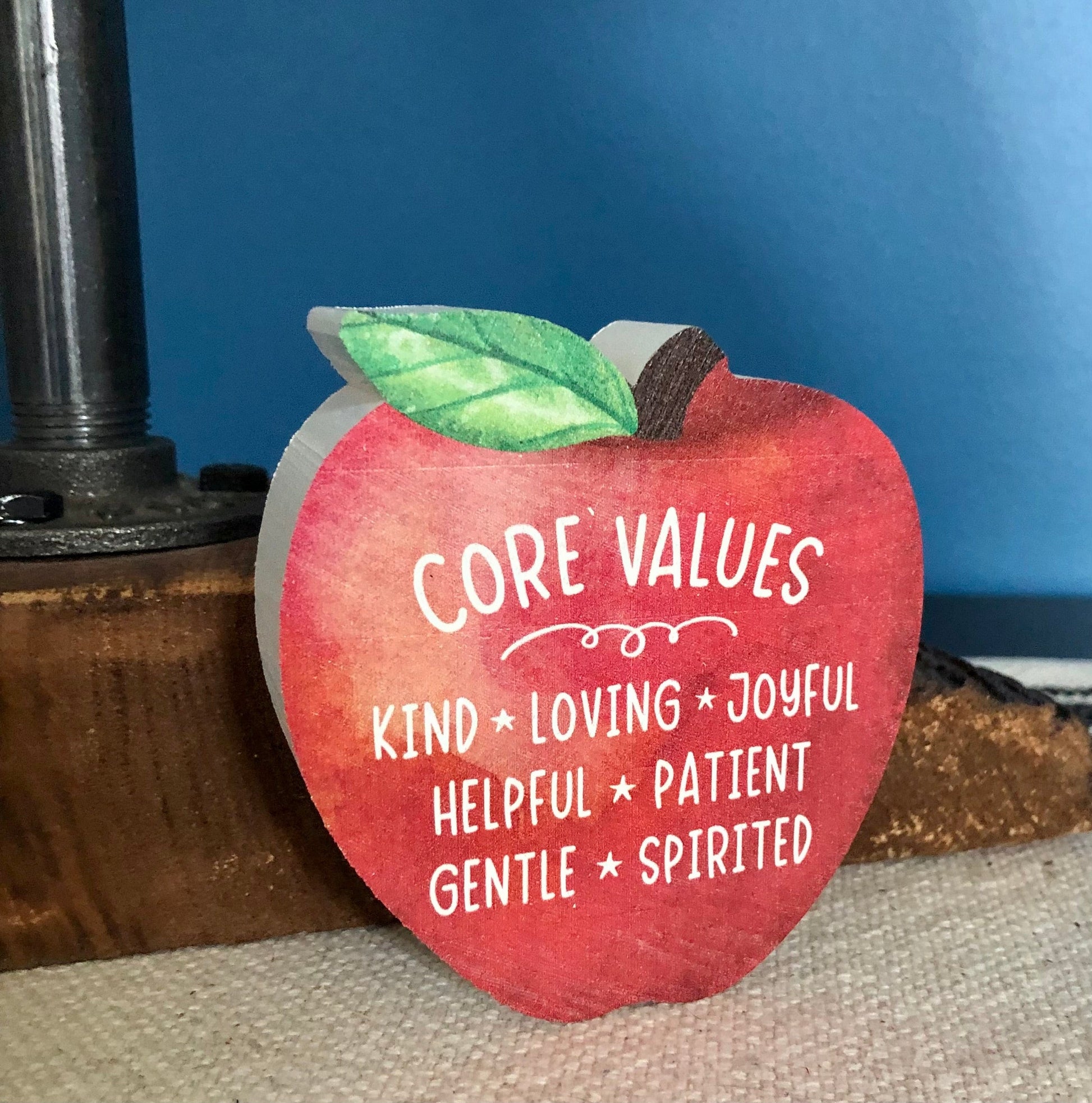 Apples- Wood with Quote Core Values Sassafras Originals