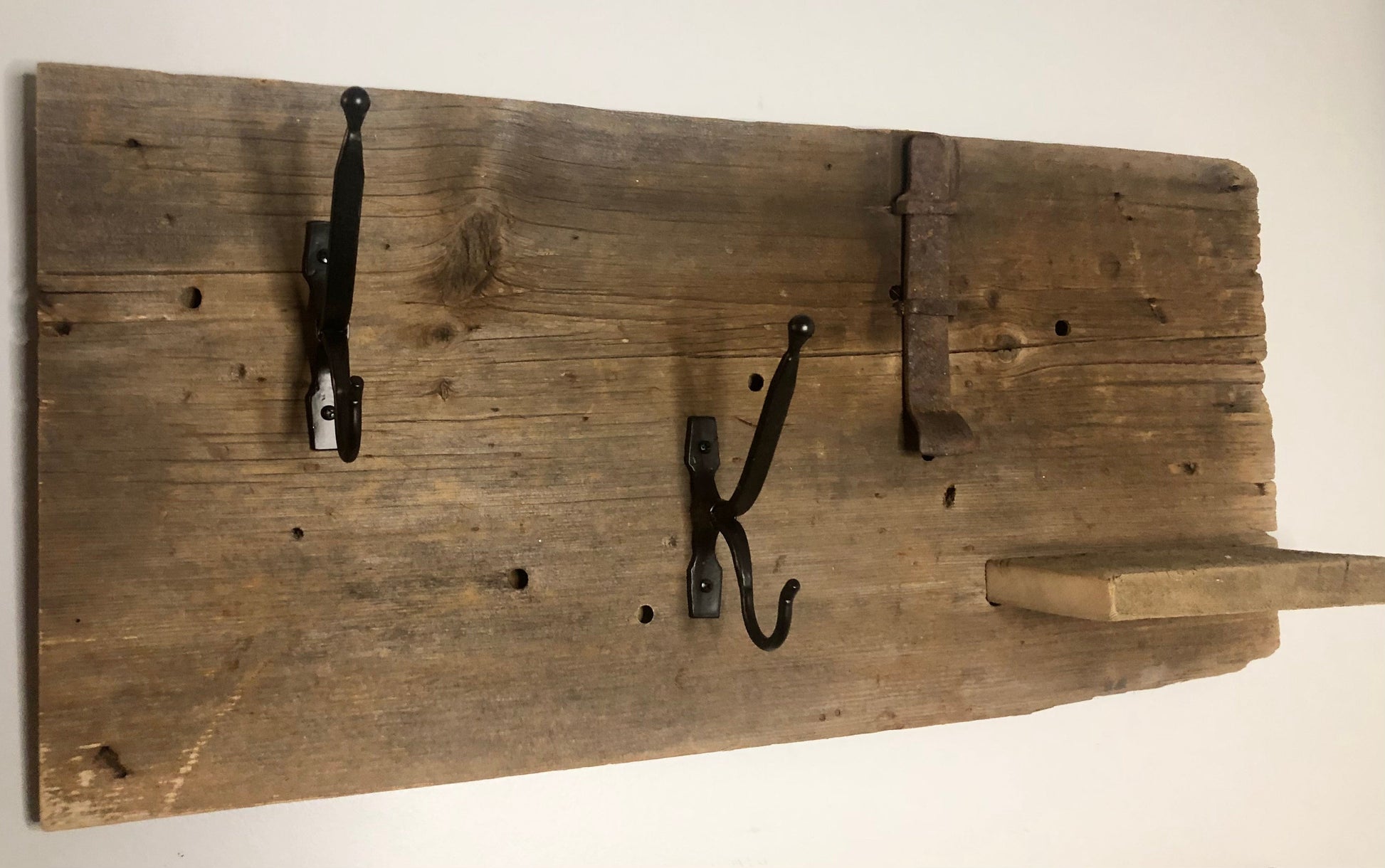 Authentic Barn Wood Wall Shelf with Hooks Sassafras Originals
