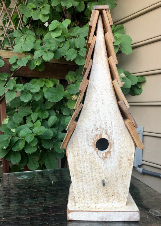 Birdhouse- White, Distressed Sassafras Originals