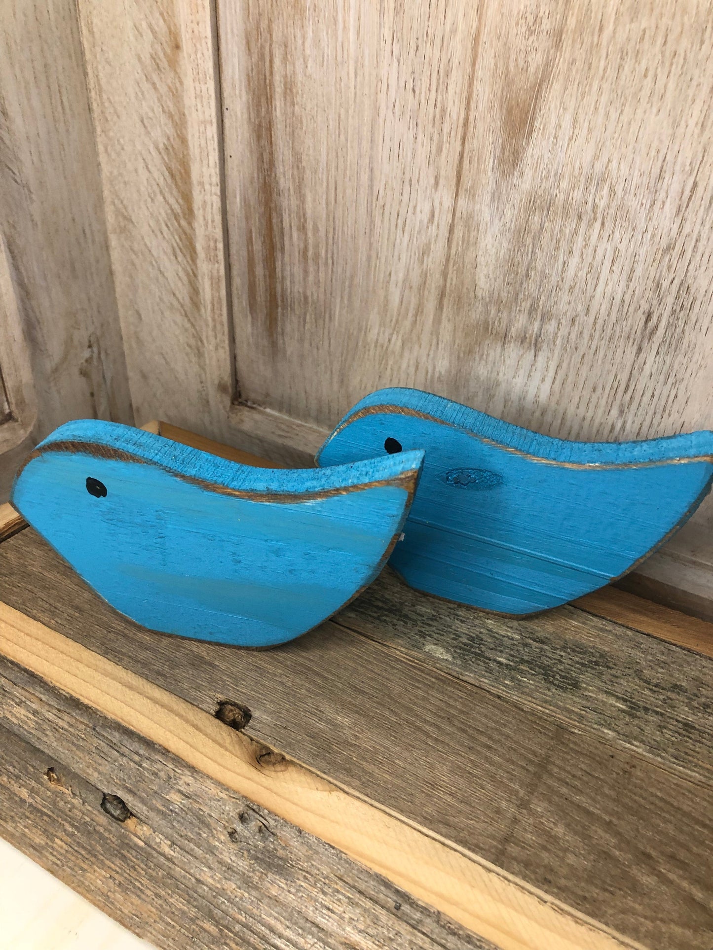 Blue Birds- Wood, Handmade Sassafras Originals