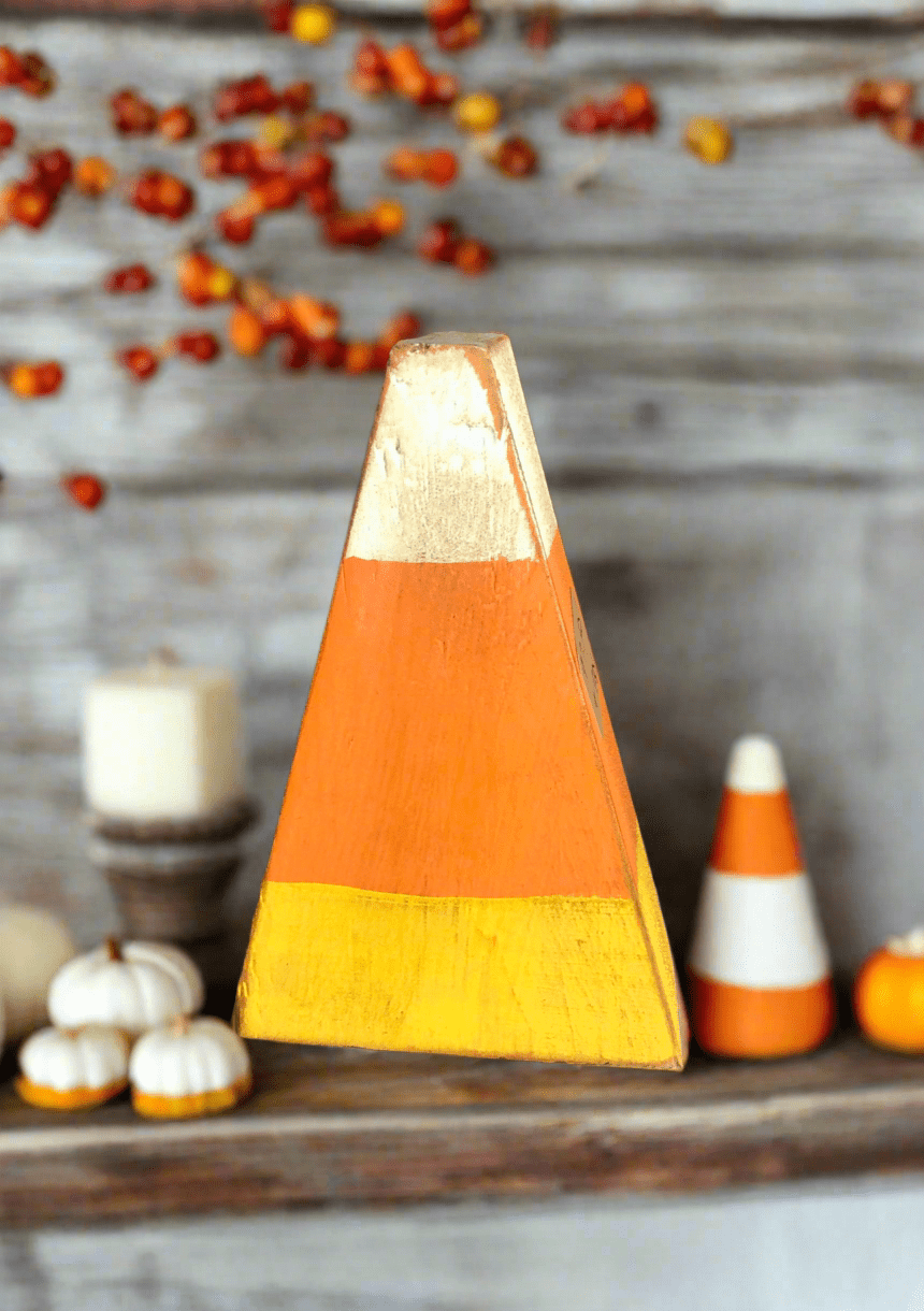 Candy Corn Wood Shelf Sitter Decor Sassafras Originals