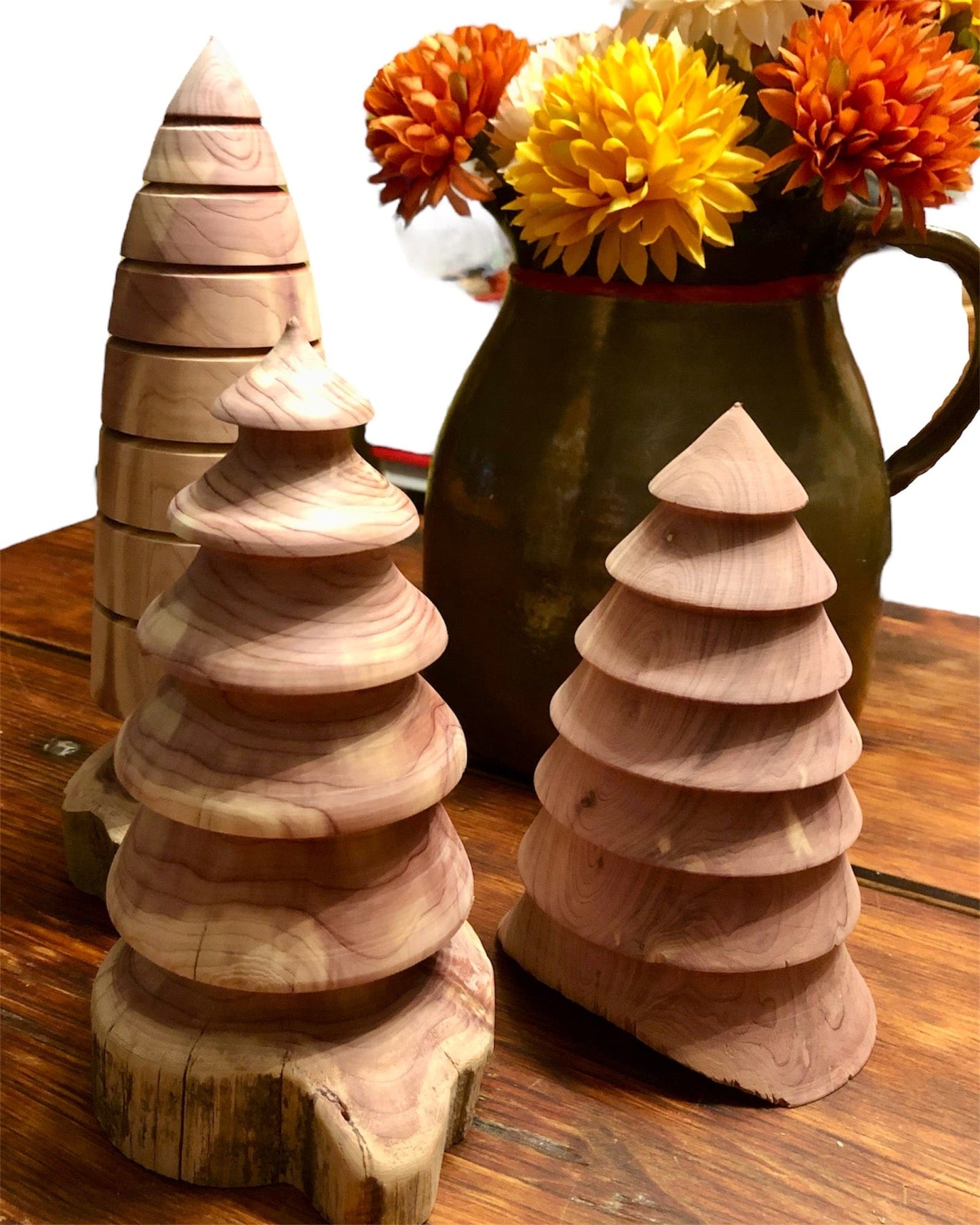 Cedar Trees-Hand Turned Rustic Tree-Short Seasonal & Holiday Decorations Sassafras Originals