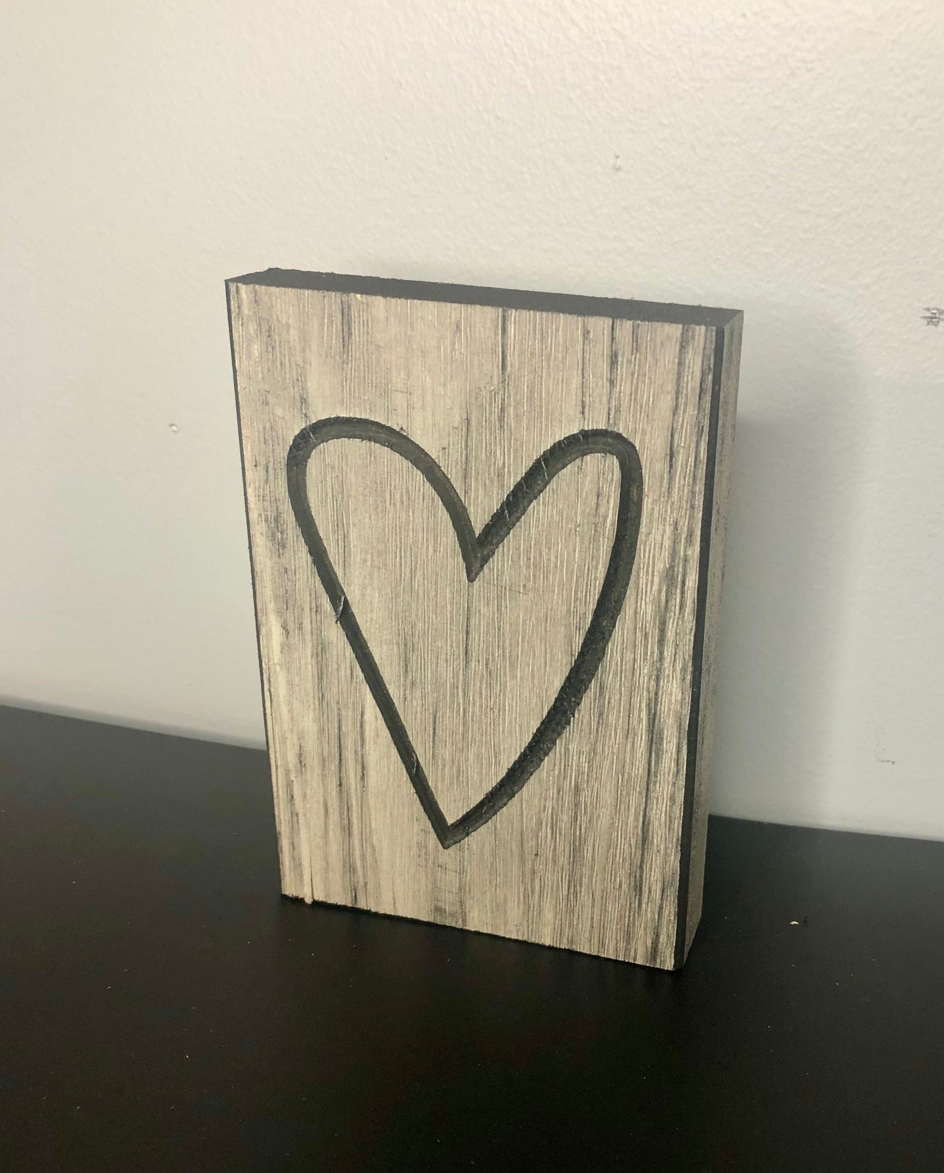 Heart Engraved Wood Block Sassafras Originals