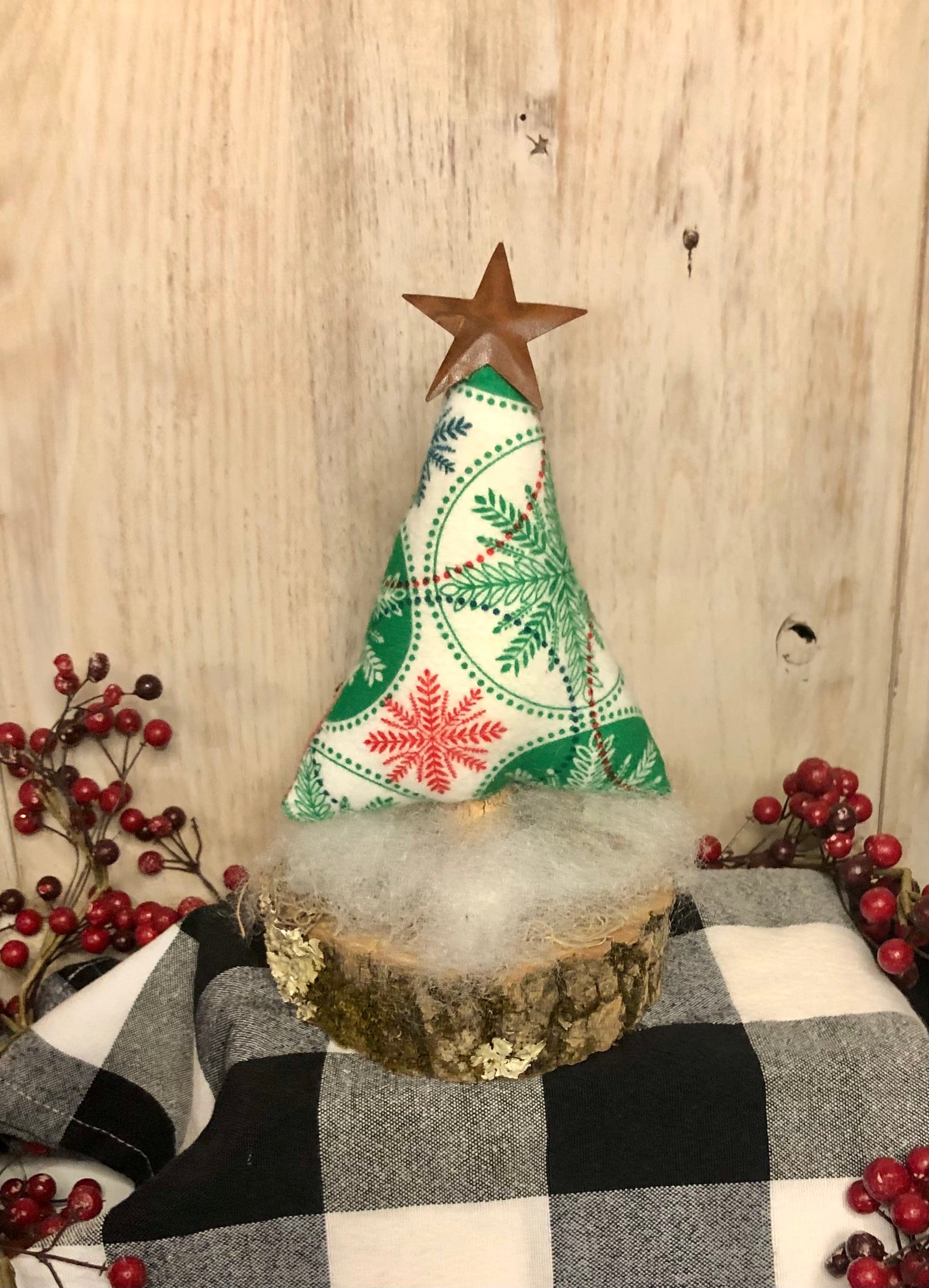 Fabric Trees- Hand-stitched Standing Christmas Tree Decor Sassafras Originals