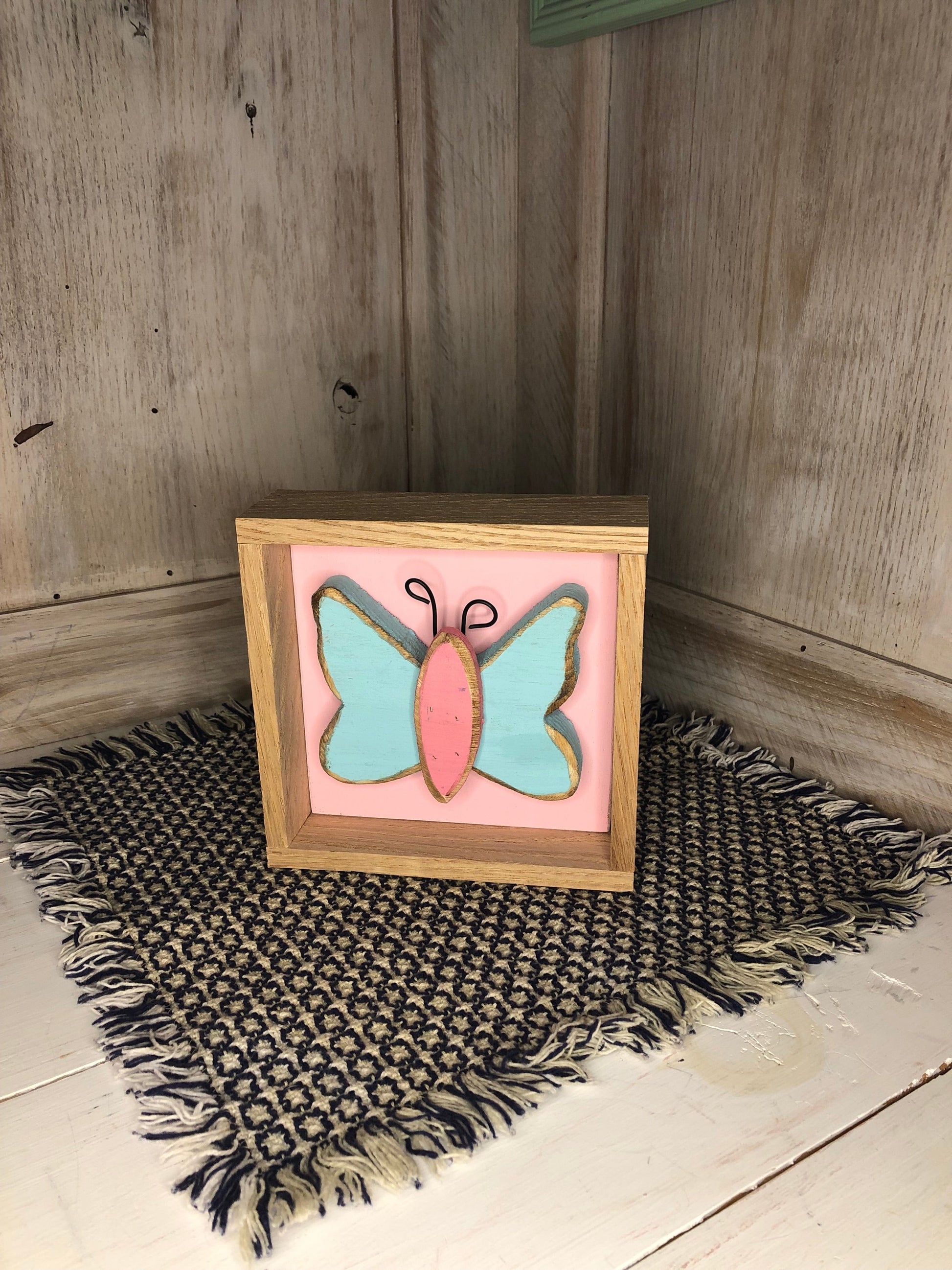 Pink Framed Butterfly Wood Decor Sassafras Originals