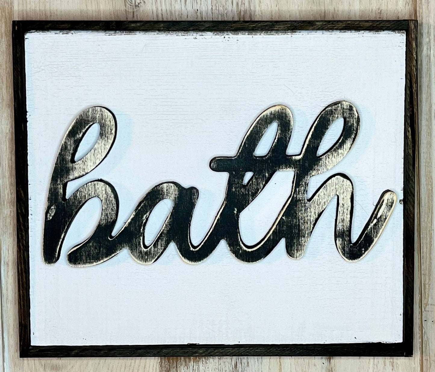 Sign Bath Framed Wood Word Signs Sassafras Originals