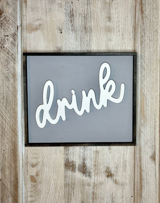 Framed Wood Word Signs Drink Sign Sassafras Originals