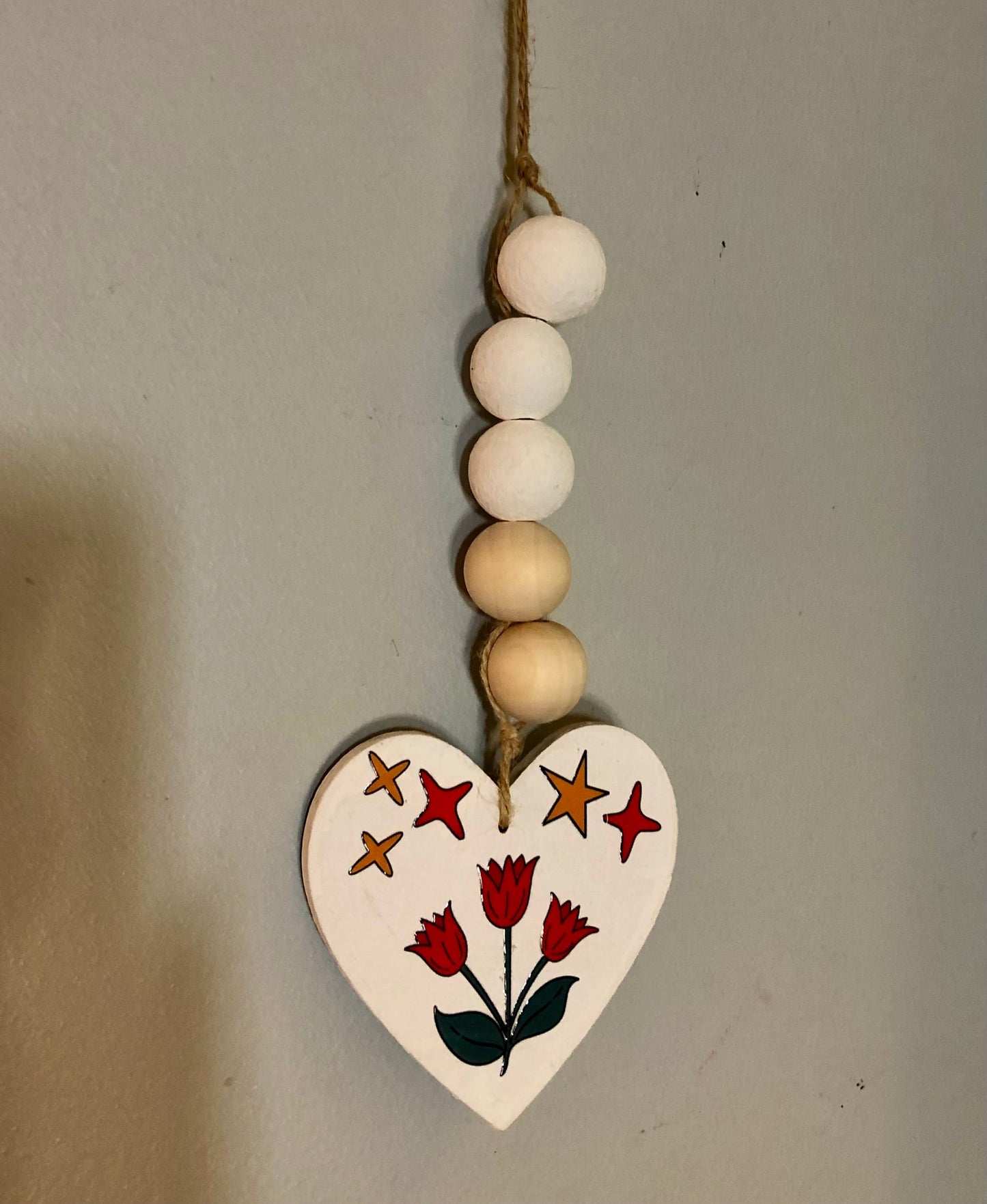 Hanging Heart with Beads Sassafras Originals