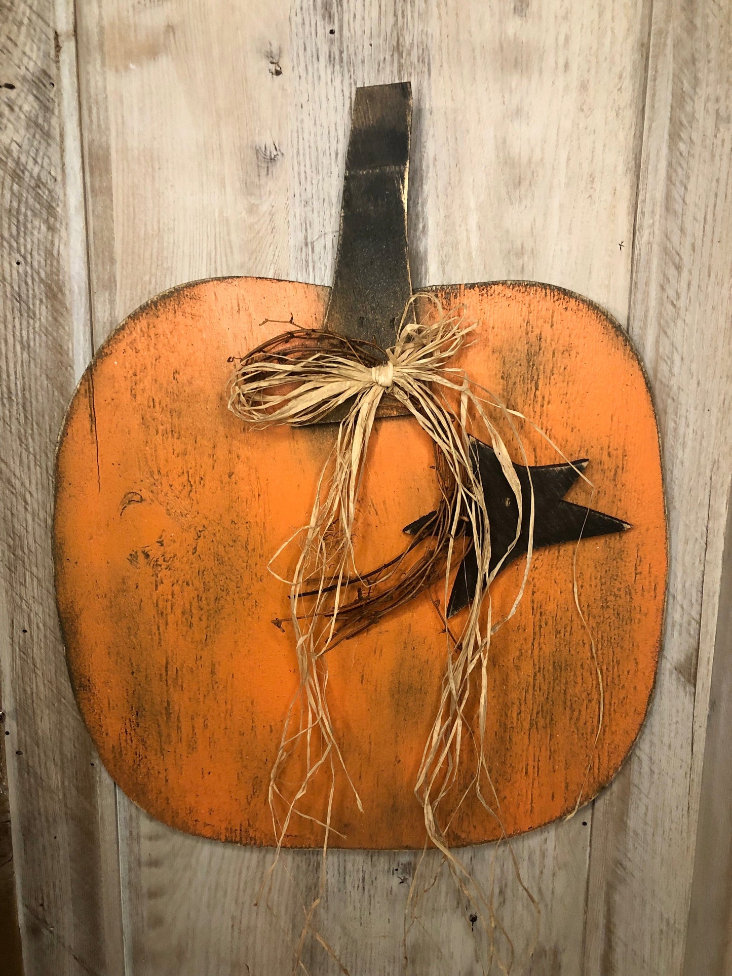 Decor Hanging Wood Pumpkin for Wall or Door Sassafras Originals