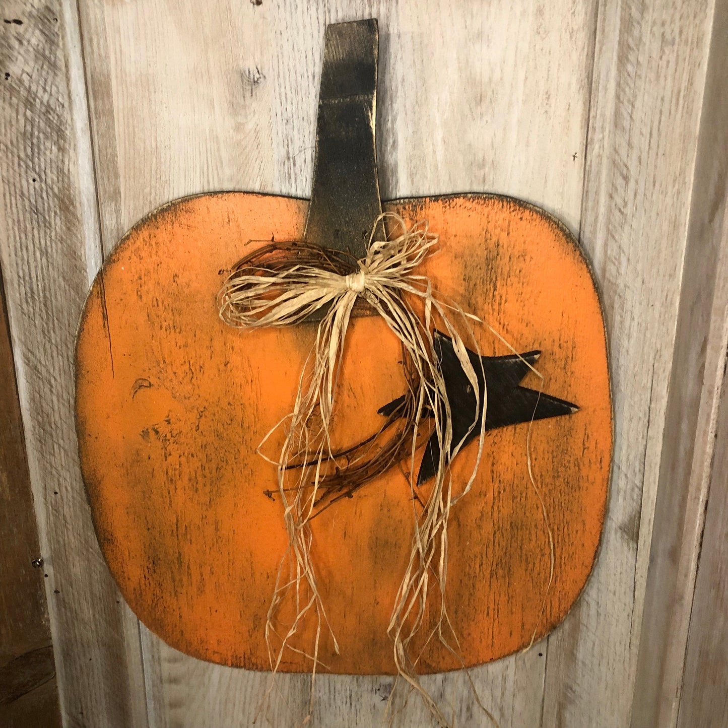 Decor Hanging Wood Pumpkin for Wall or Door Sassafras Originals
