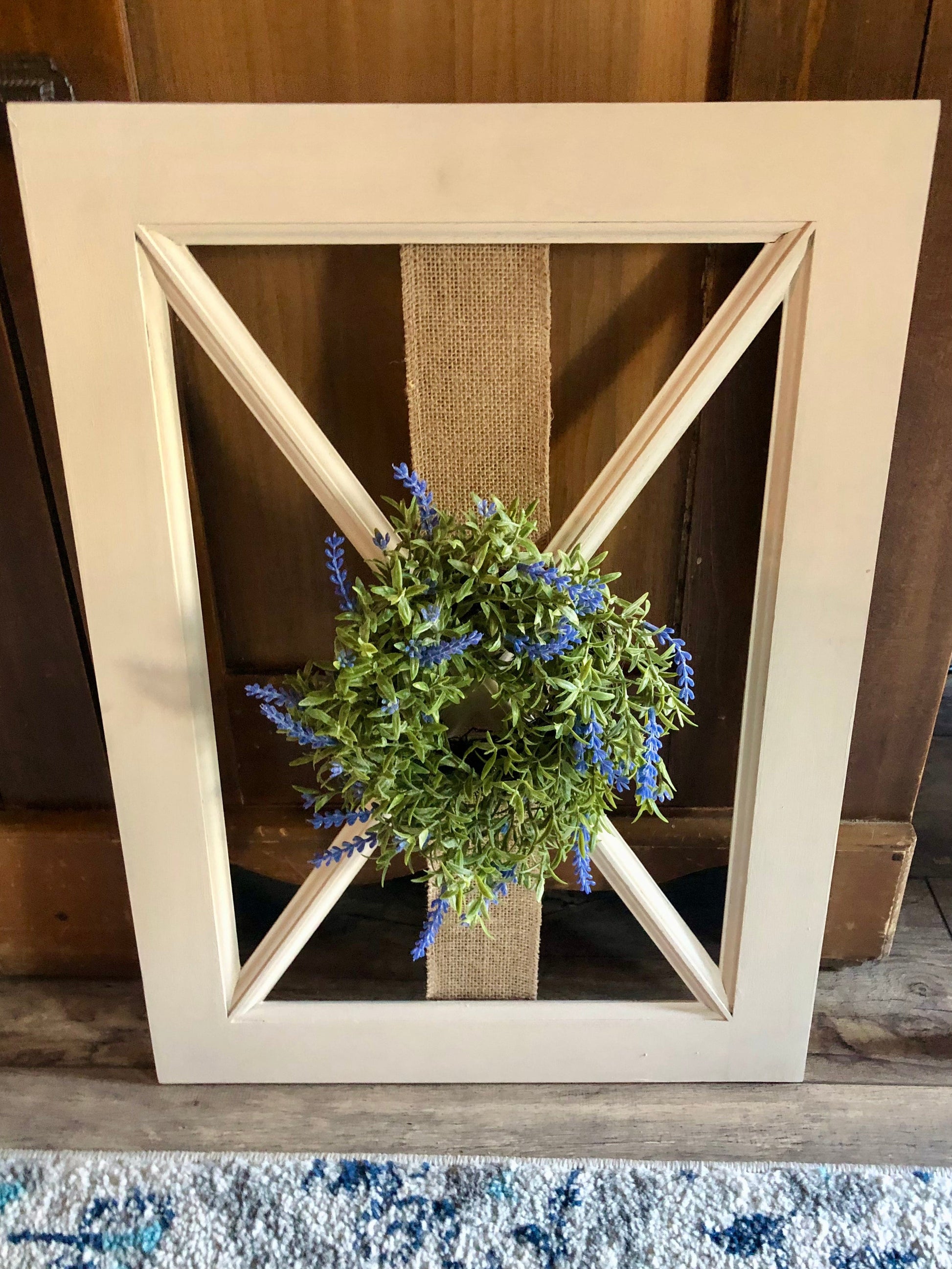 Lavender Wreath on Wood Frame Sassafras Originals