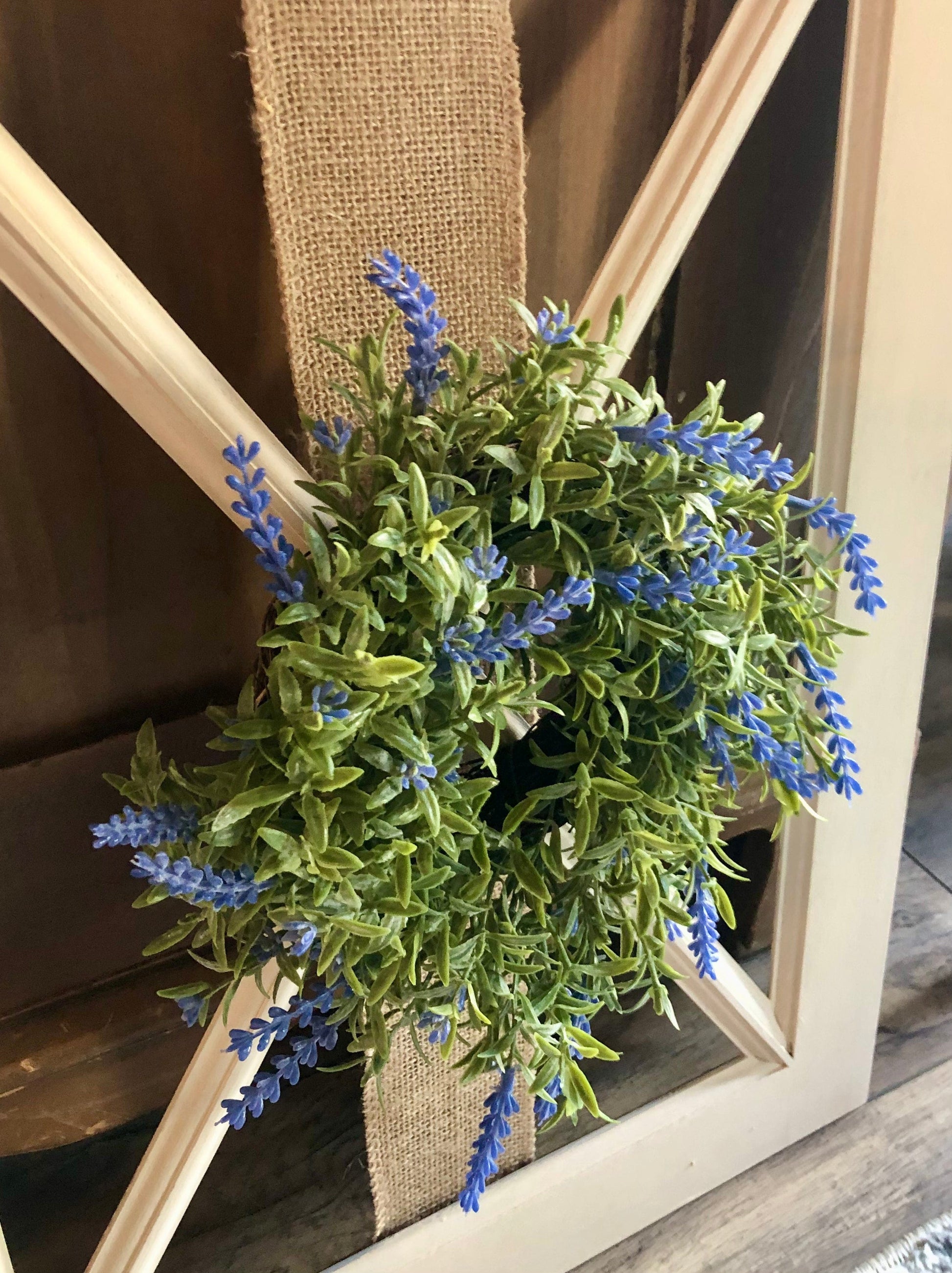 Lavender Wreath on Wood Frame Sassafras Originals