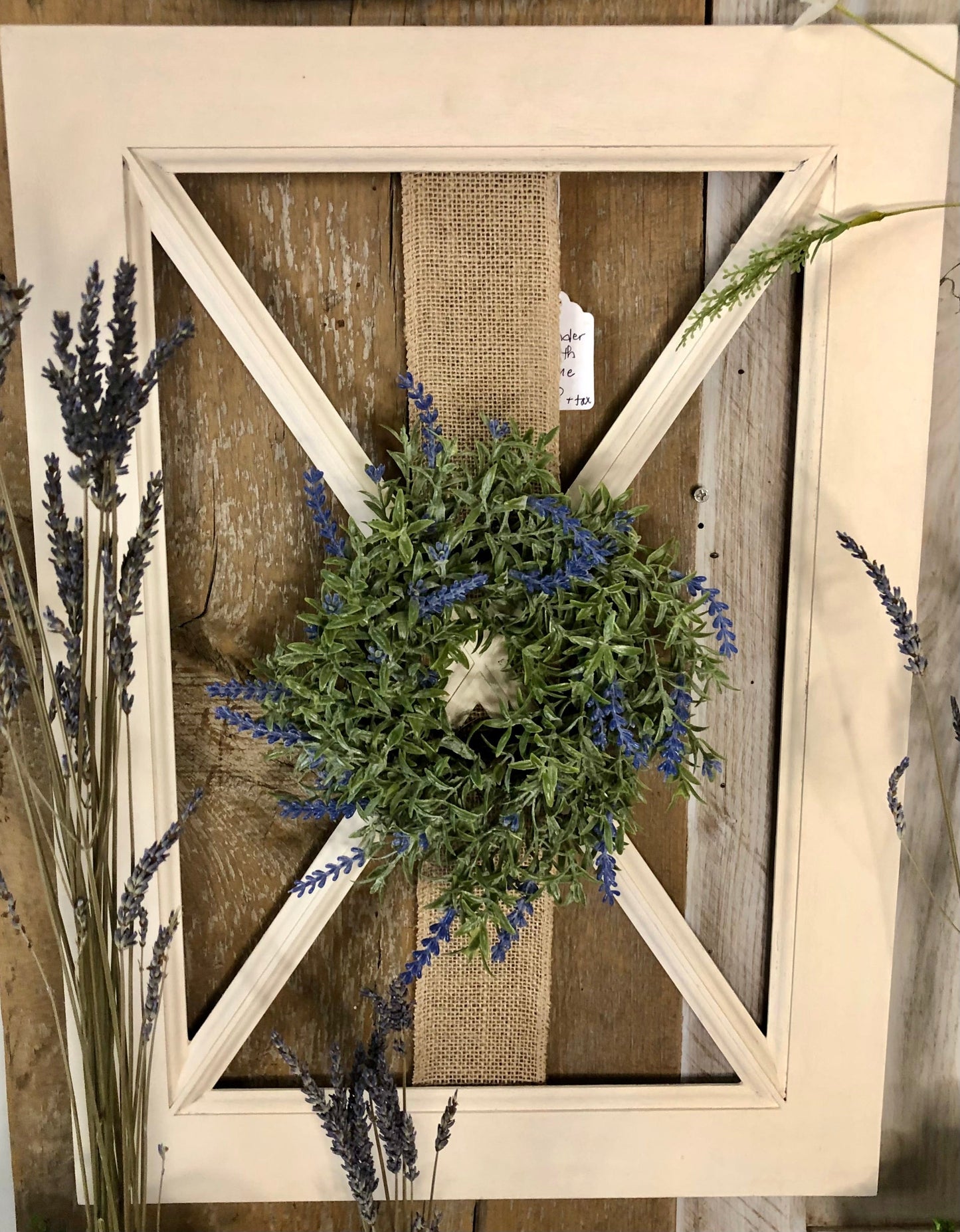 Lavender Wreath on Wood Frame Sassafras Originals