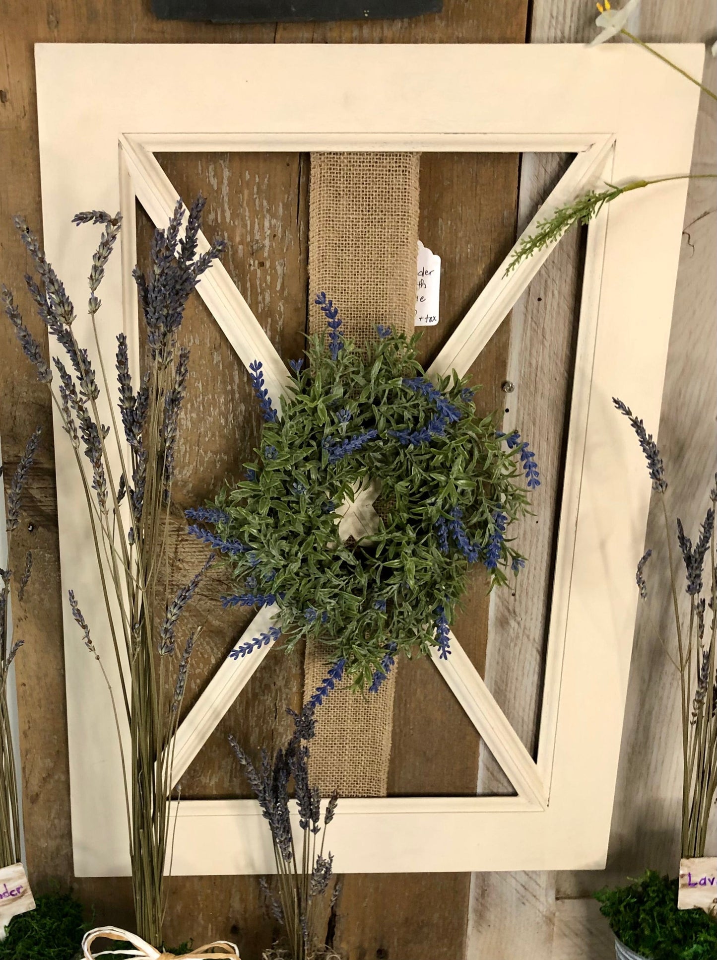 Lavender Wreath on Wood Frame Sassafras Originals