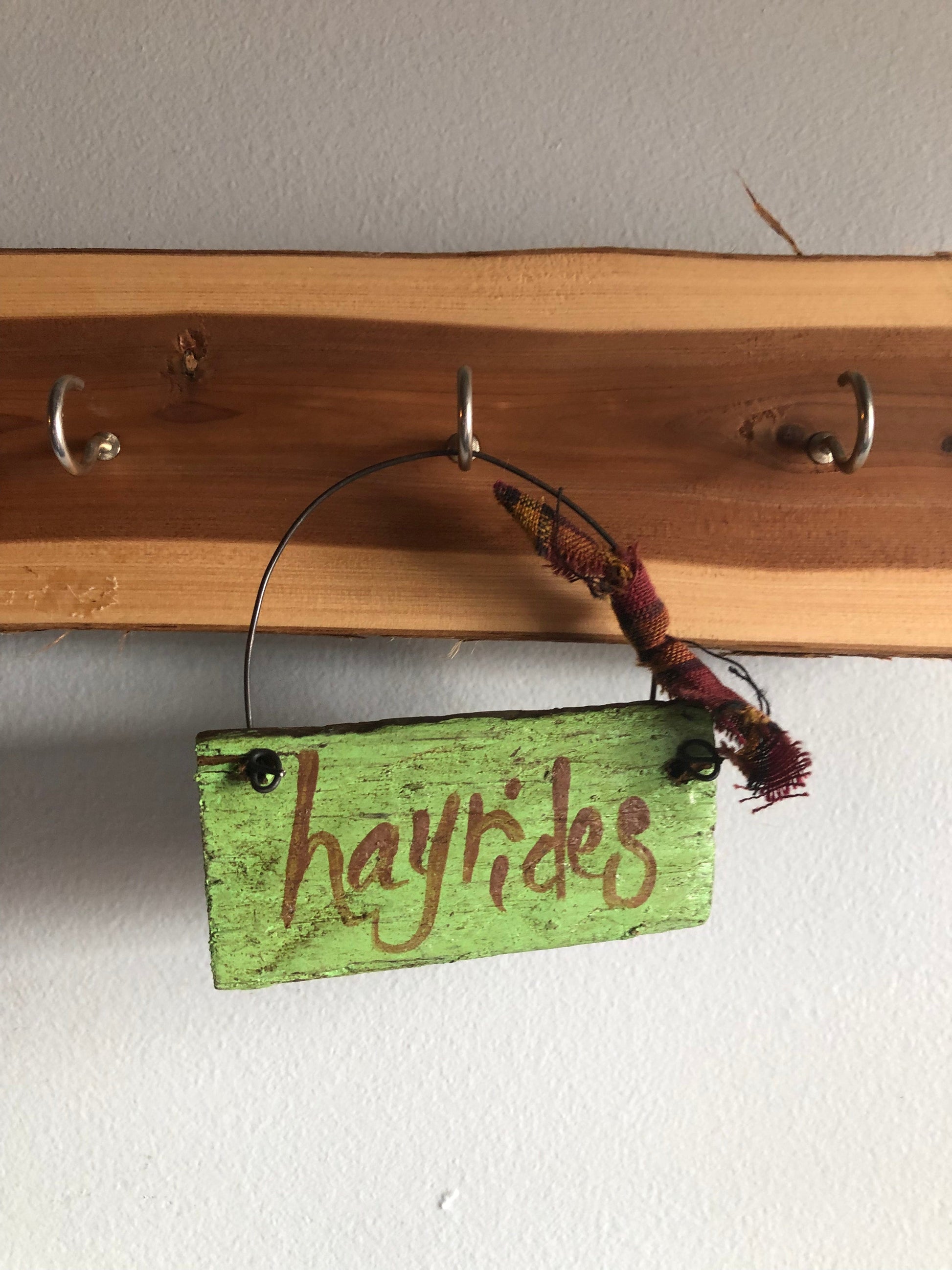 Hayrides Mini Signs For Fall-Handpainted Hanging Decor Sassafras Originals