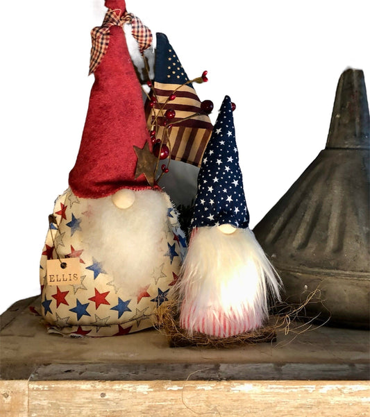 Patriotic Gnome- Handsewn Sassafras Originals