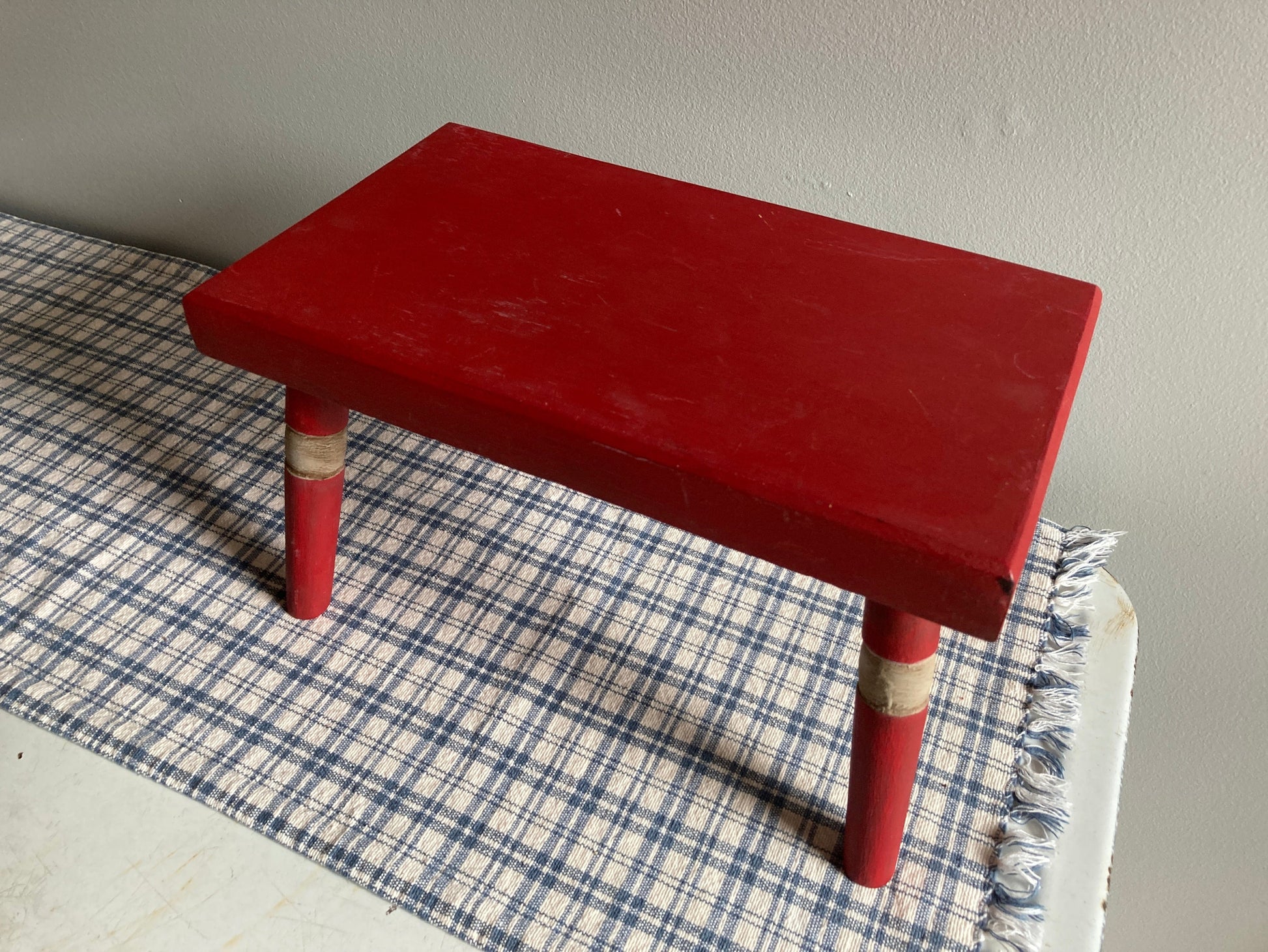Red Stool-Vintage Bench Sassafras Originals