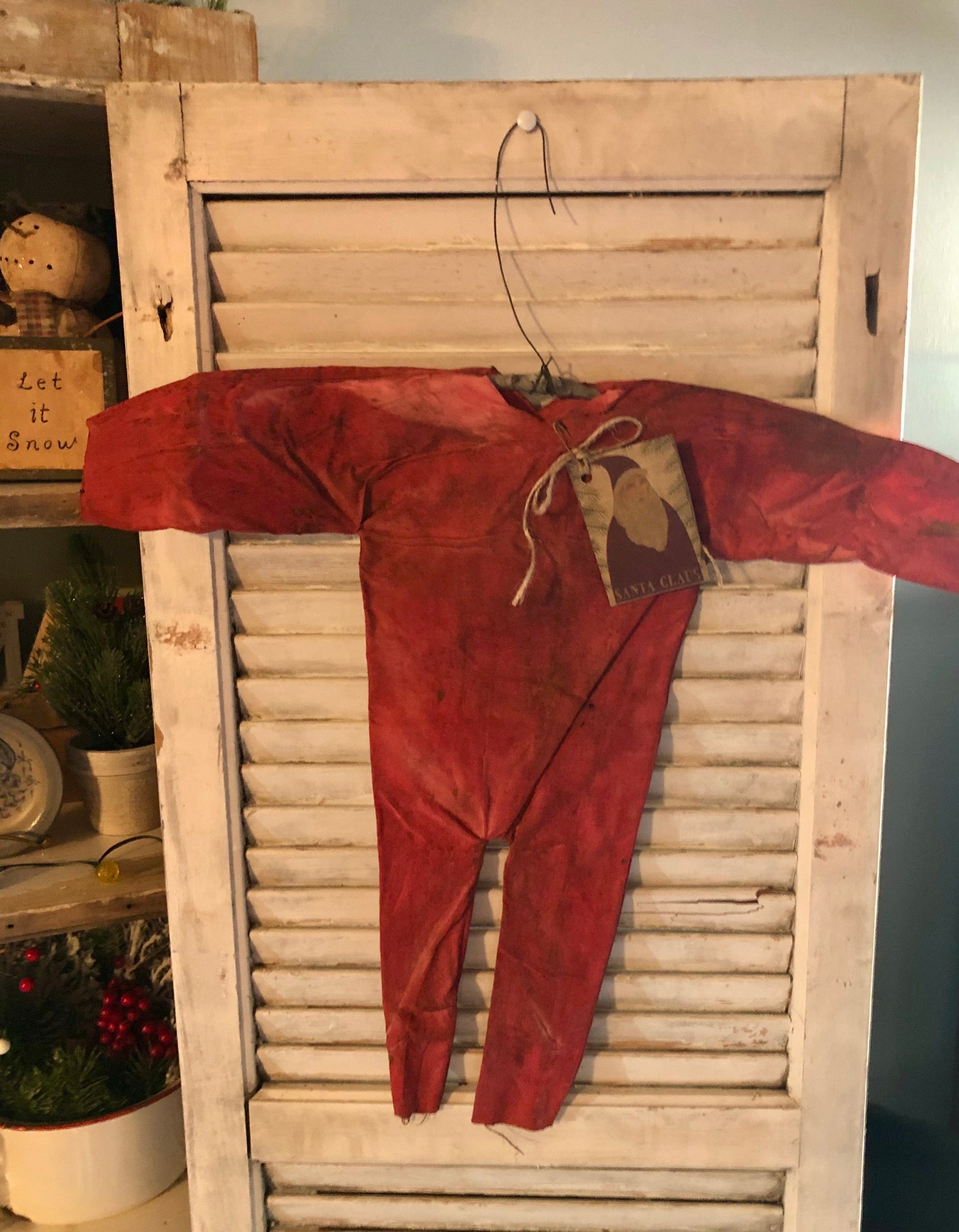 Santa Suit-Hanging, Primitive One-Piece Sassafras Originals