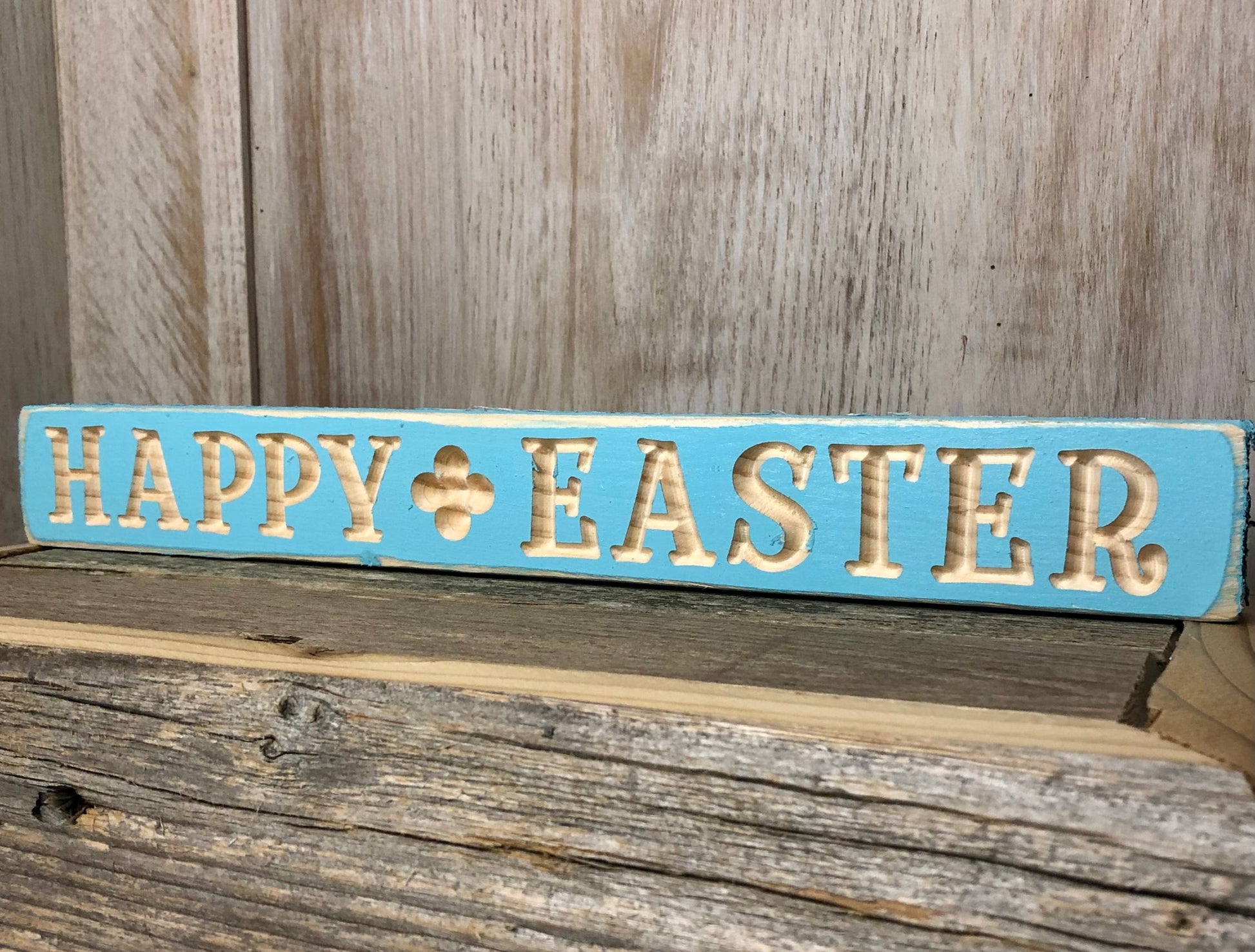 Light blue- Happy Easter Spring-Themed Wood Signs Sassafras Originals