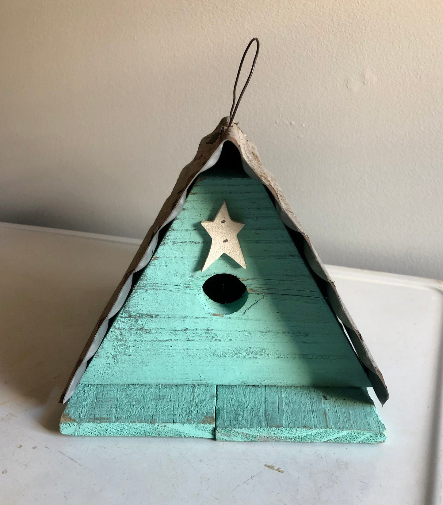 Starry Night Birdhouse- Aqua Blue Sassafras Originals