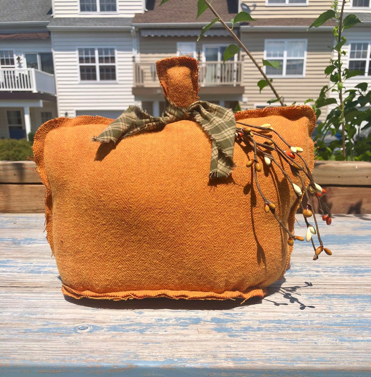 Stuffed Pumpkin- Handmade Pumpkin Plain Orange Decor Sassafras Originals