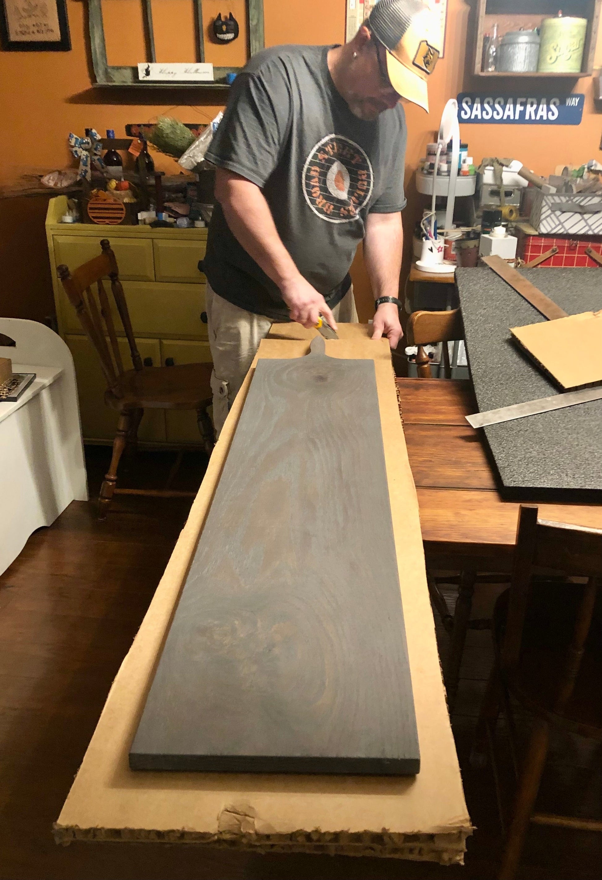 Packing a large serving board for shipping