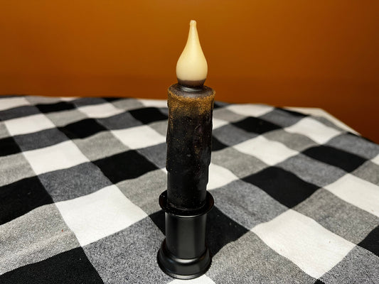 Black Timered Taper Wax Candle and Holder Set Sassafras Originals