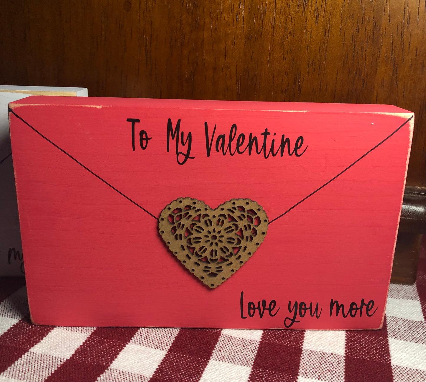 Valentines Pink Valentine Wood Block Envelope (1 side) Sassafras Originals