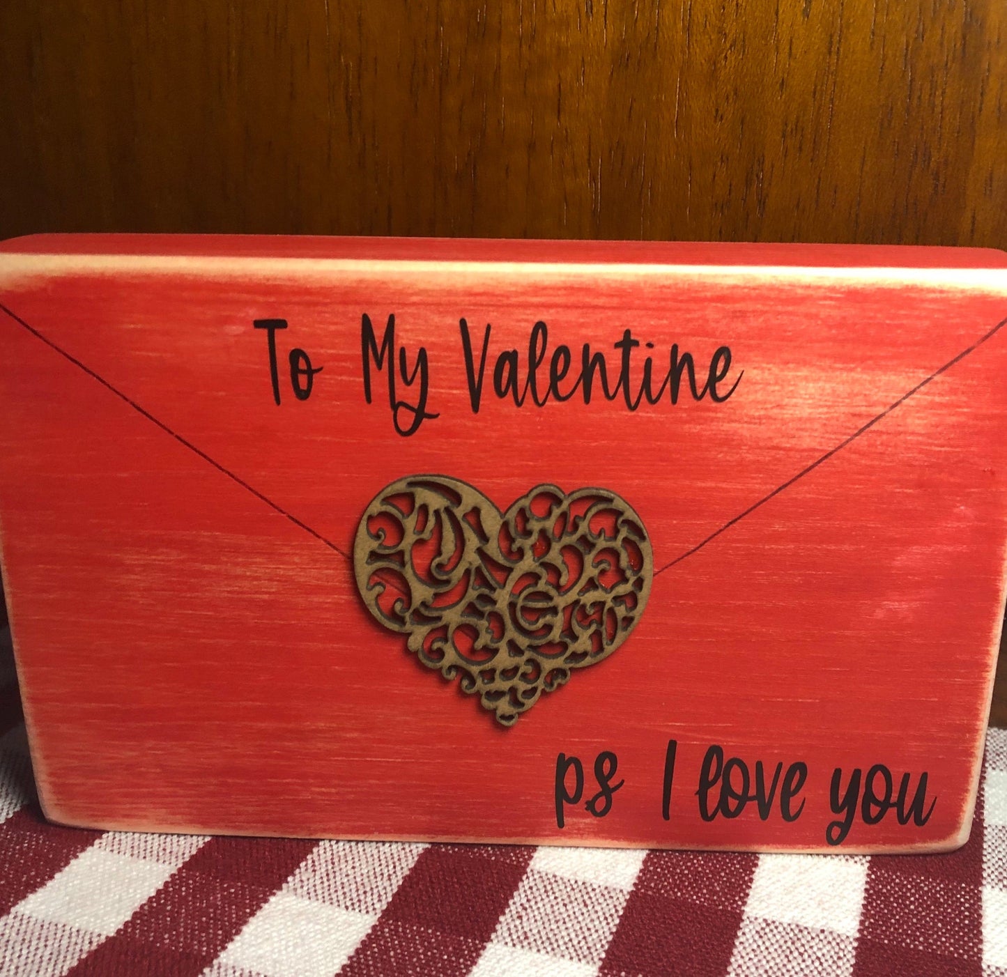 Valentines Red Valentine Wood Block Envelope (1 side) Sassafras Originals