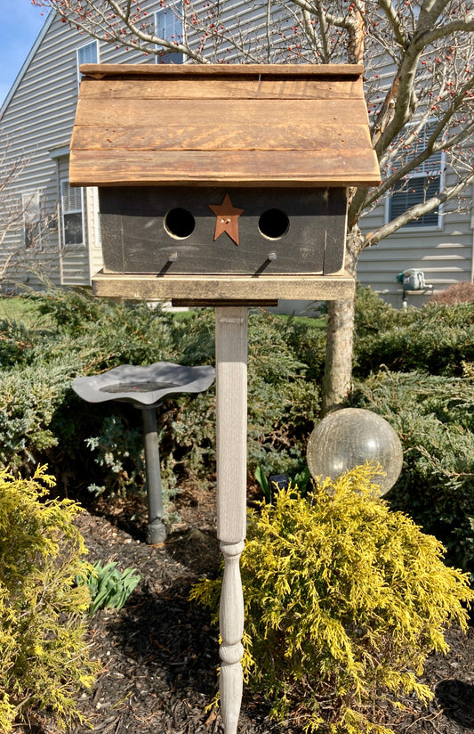 Wood Birdhouse on Reclaimed Spindle Sassafras Originals